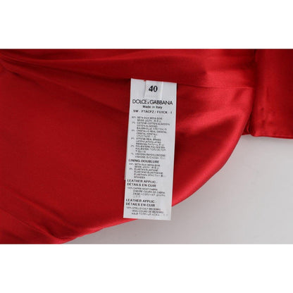 Dolce & Gabbana Red Silk Crystal Roses Shorts