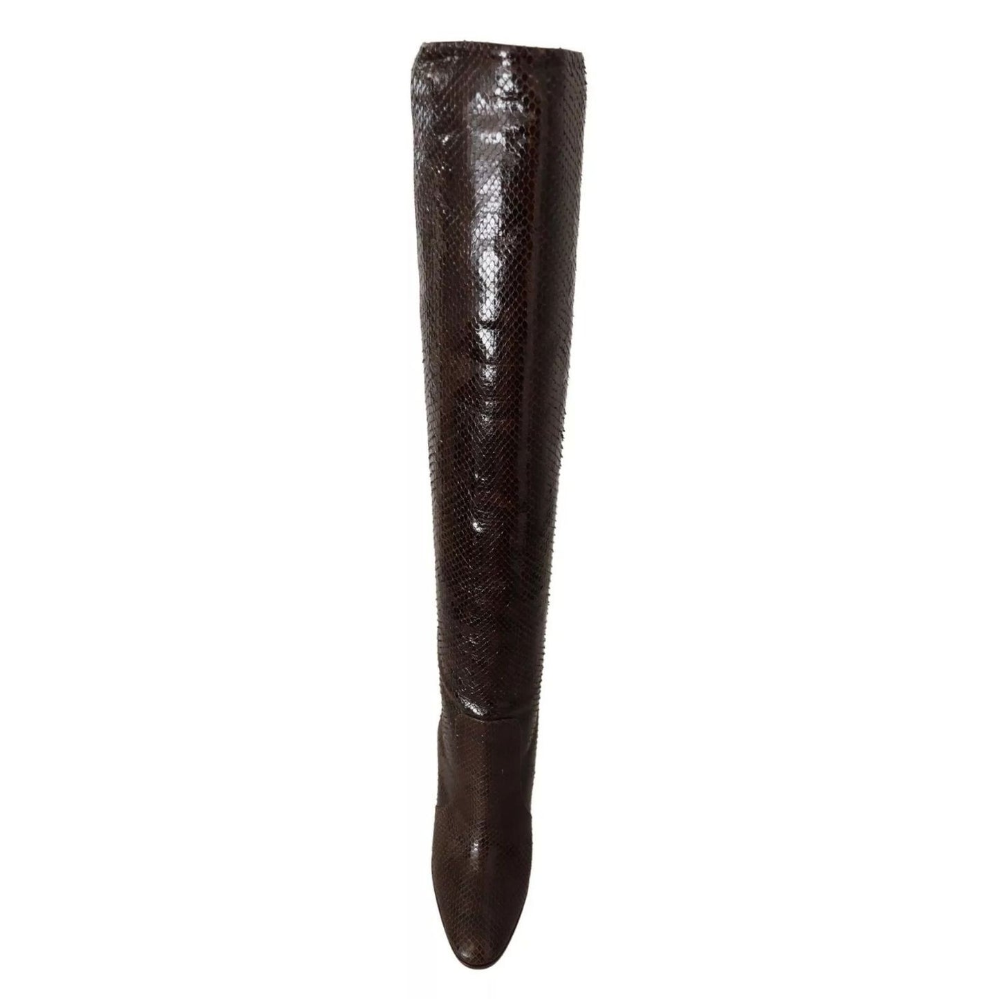 Dolce & Gabbana Brown Exotic Leather Heels High Boots Shoes