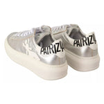 Patrizia Pepe Silver Full Grain Leather Lace Up Sneakers Shoes LA9356-35