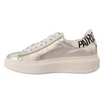 Patrizia Pepe Silver Full Grain Leather Lace Up Sneakers Shoes LA9356-35