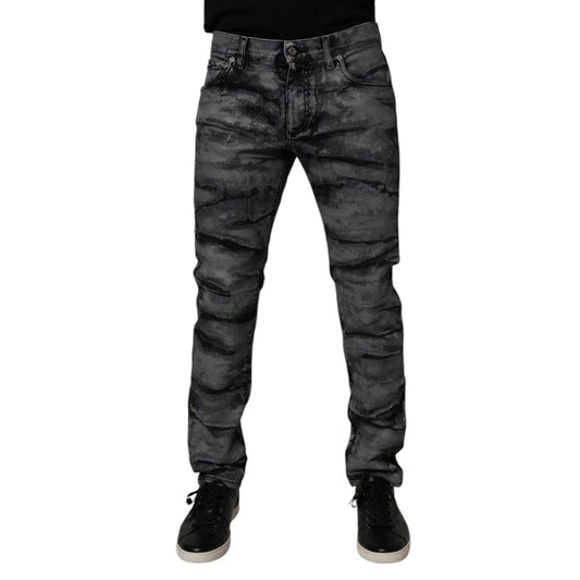 Dolce & Gabbana Gray Tie Dye Cotton Skinny Men Denim Jeans PAN75188-48