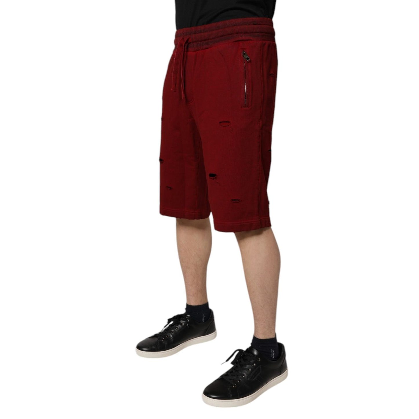 Dolce & Gabbana Maroon Rip Style Bermuda Sweatshorts Shorts