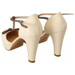 SERGIO LEVANTESI Beige T-Strap Block Heels Pumps Leather Shoes LA9385-37