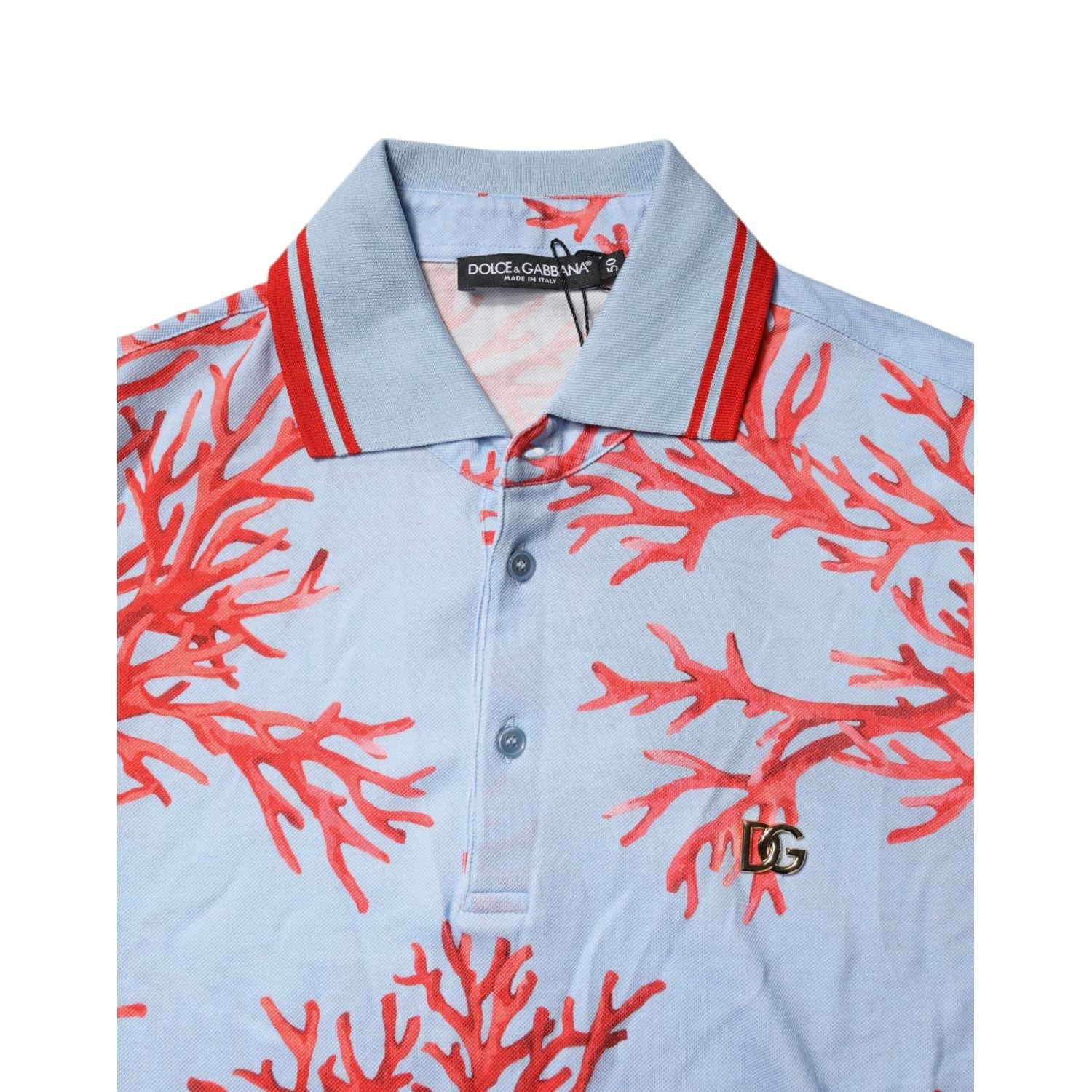 Dolce & Gabbana Light Blue Coral Cotton Polo Shirt T-shirt