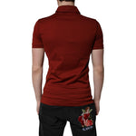 Dolce & Gabbana Red Cotton DG Logo Collared Men Polo T-shirt