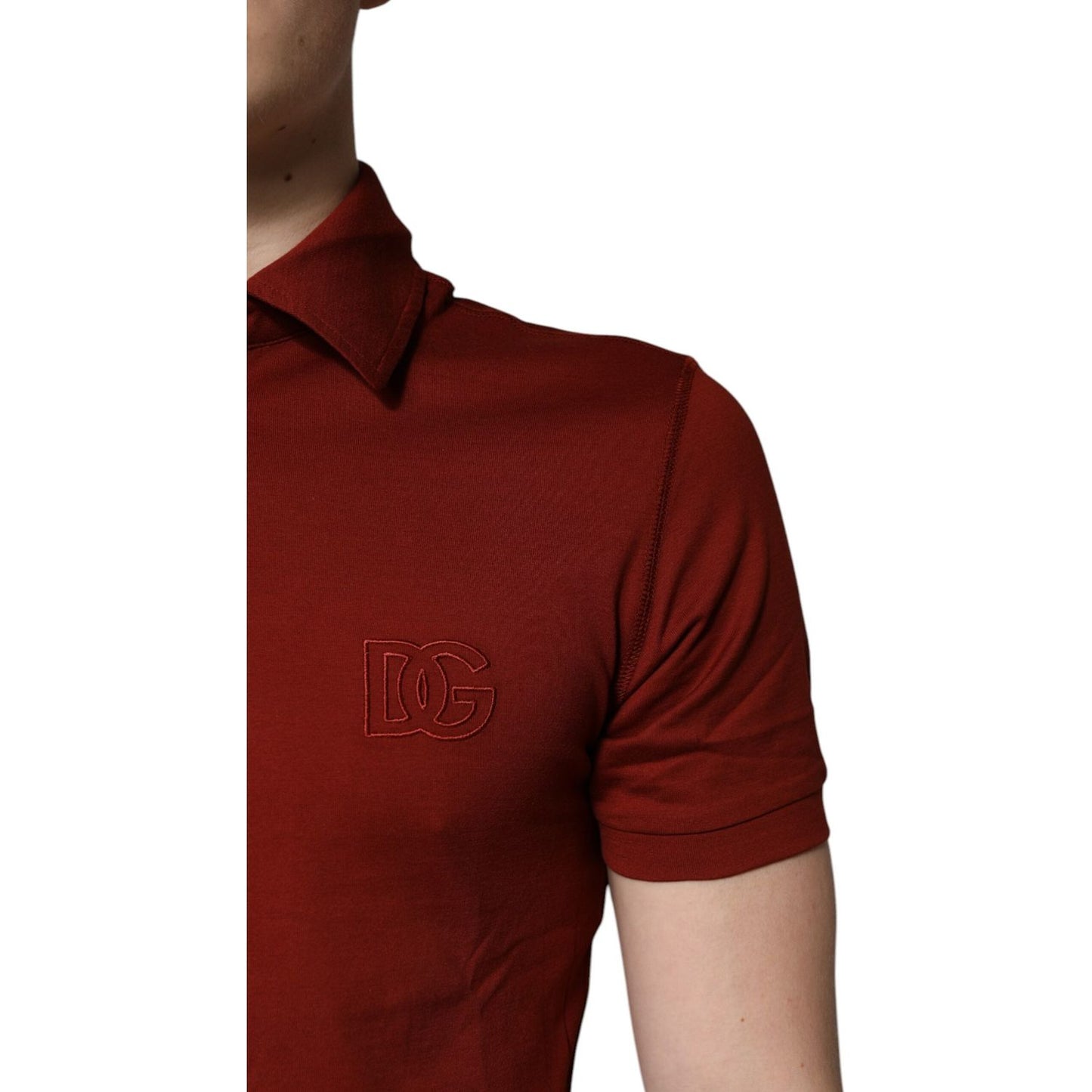 Dolce & Gabbana Red Cotton DG Logo Collared Men Polo T-shirt