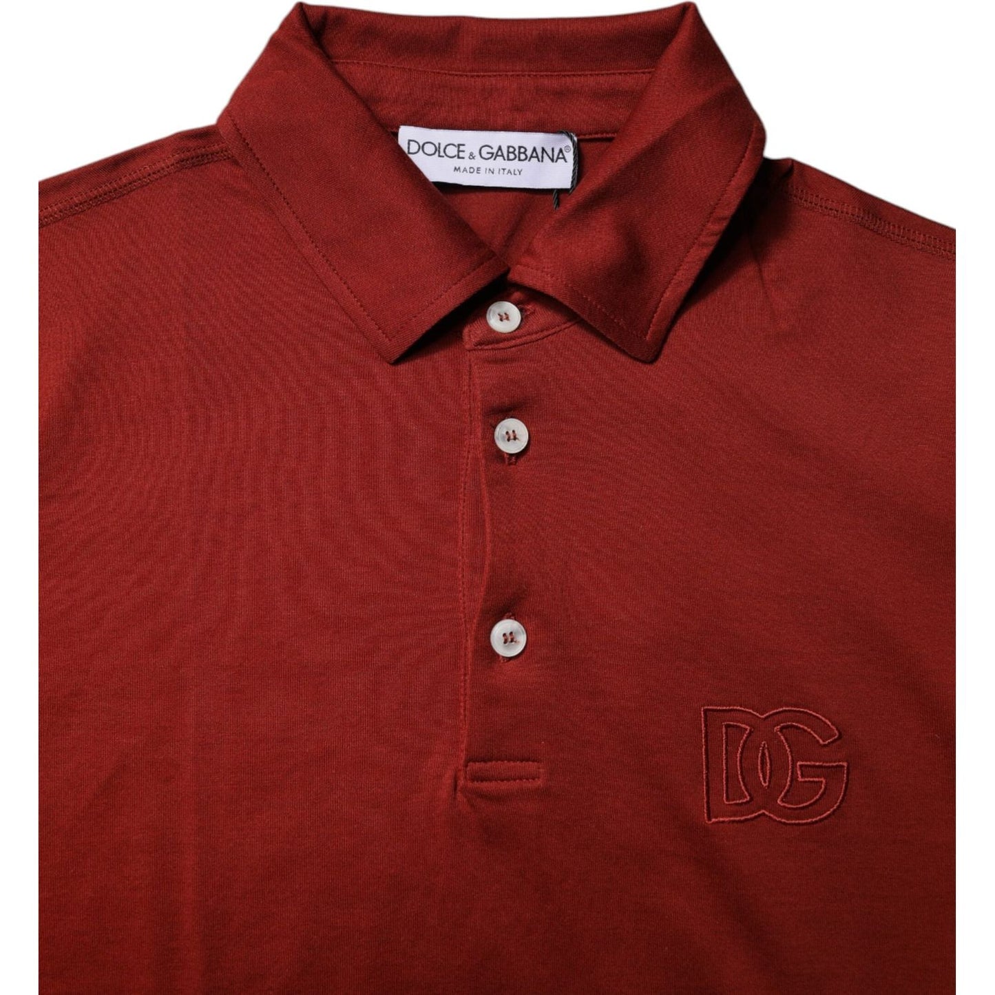 Dolce & Gabbana Red Cotton DG Logo Collared Men Polo T-shirt