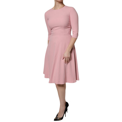 Dolce & Gabbana Pink A-line Flare Viscose 3/4 Sleeves Dress