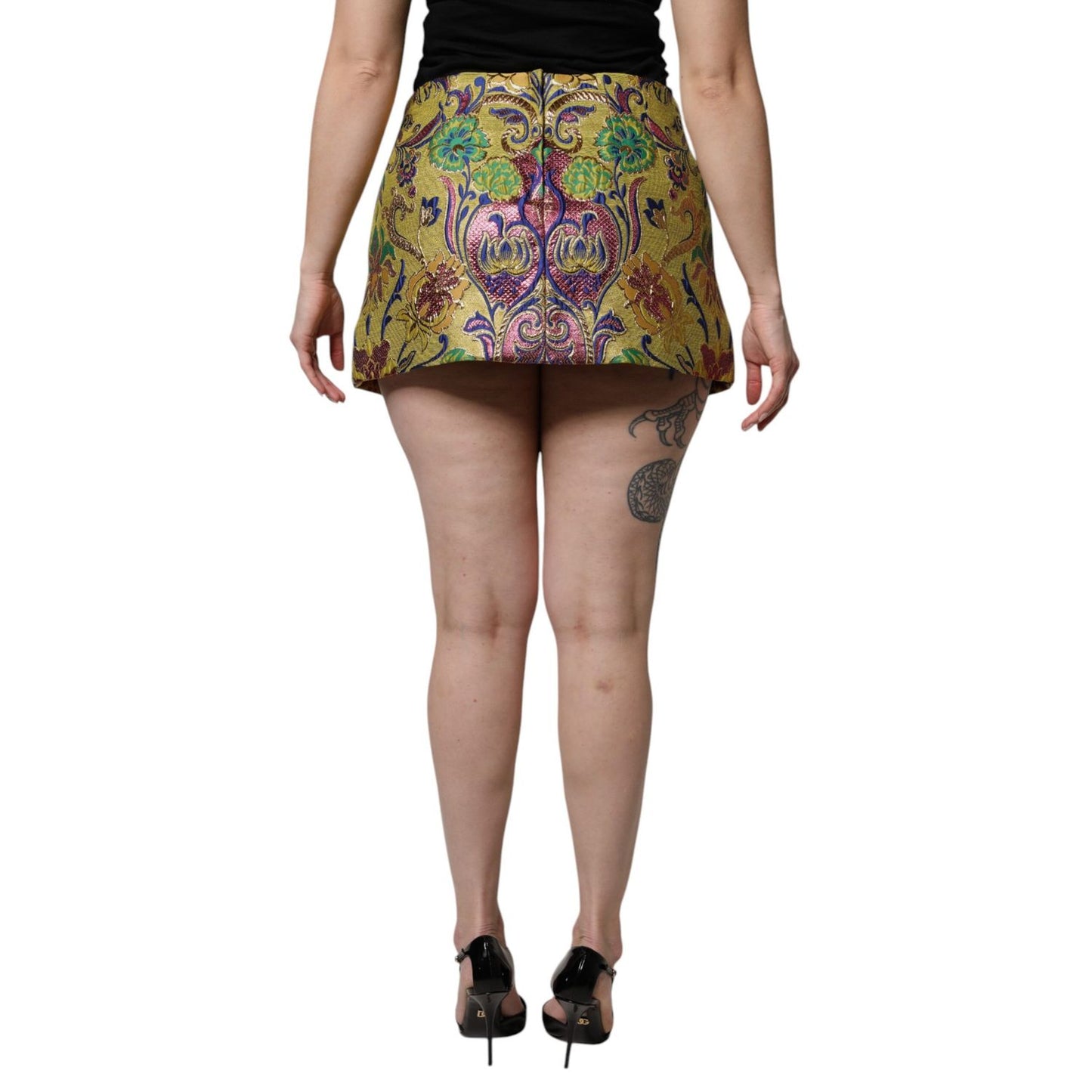 Dolce & Gabbana Multicolor Floral Jacquard Mid Waist Mini Skirt