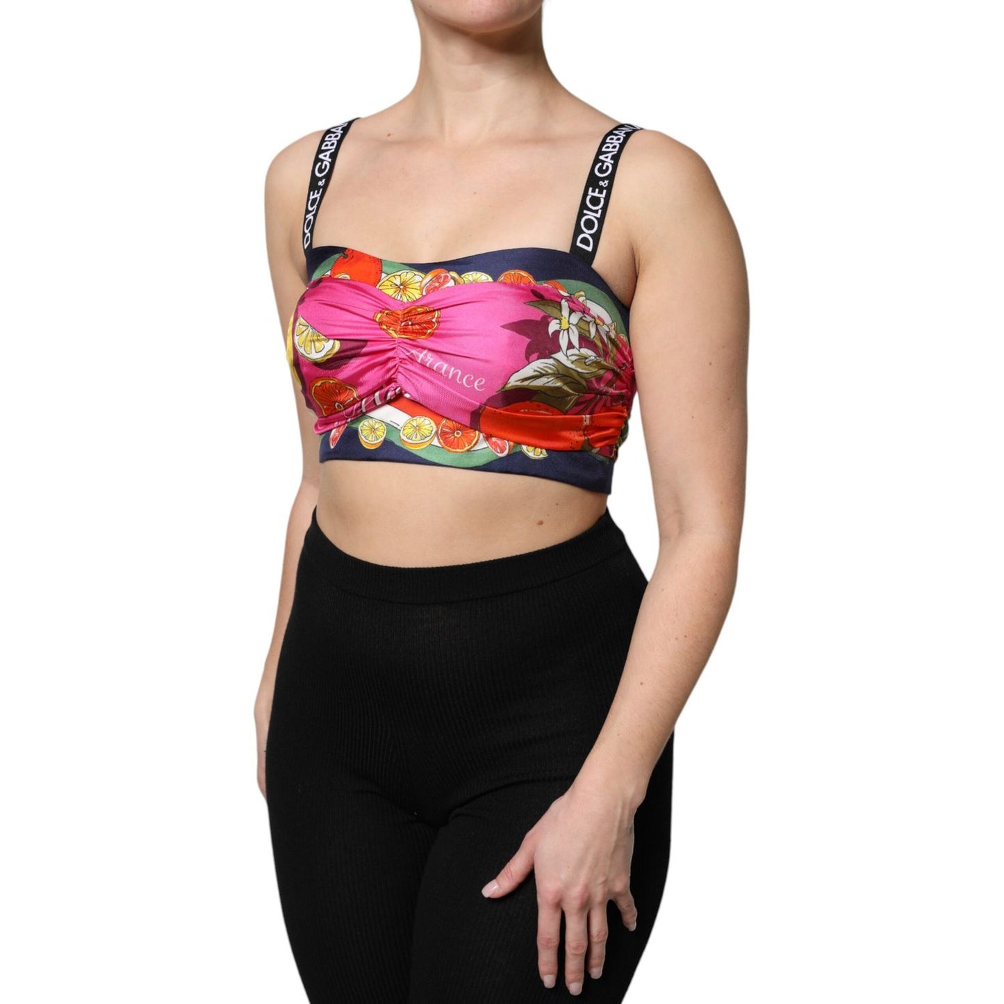 Dolce & Gabbana Multicolor Floral Sleeveless Bustier Cropped Top