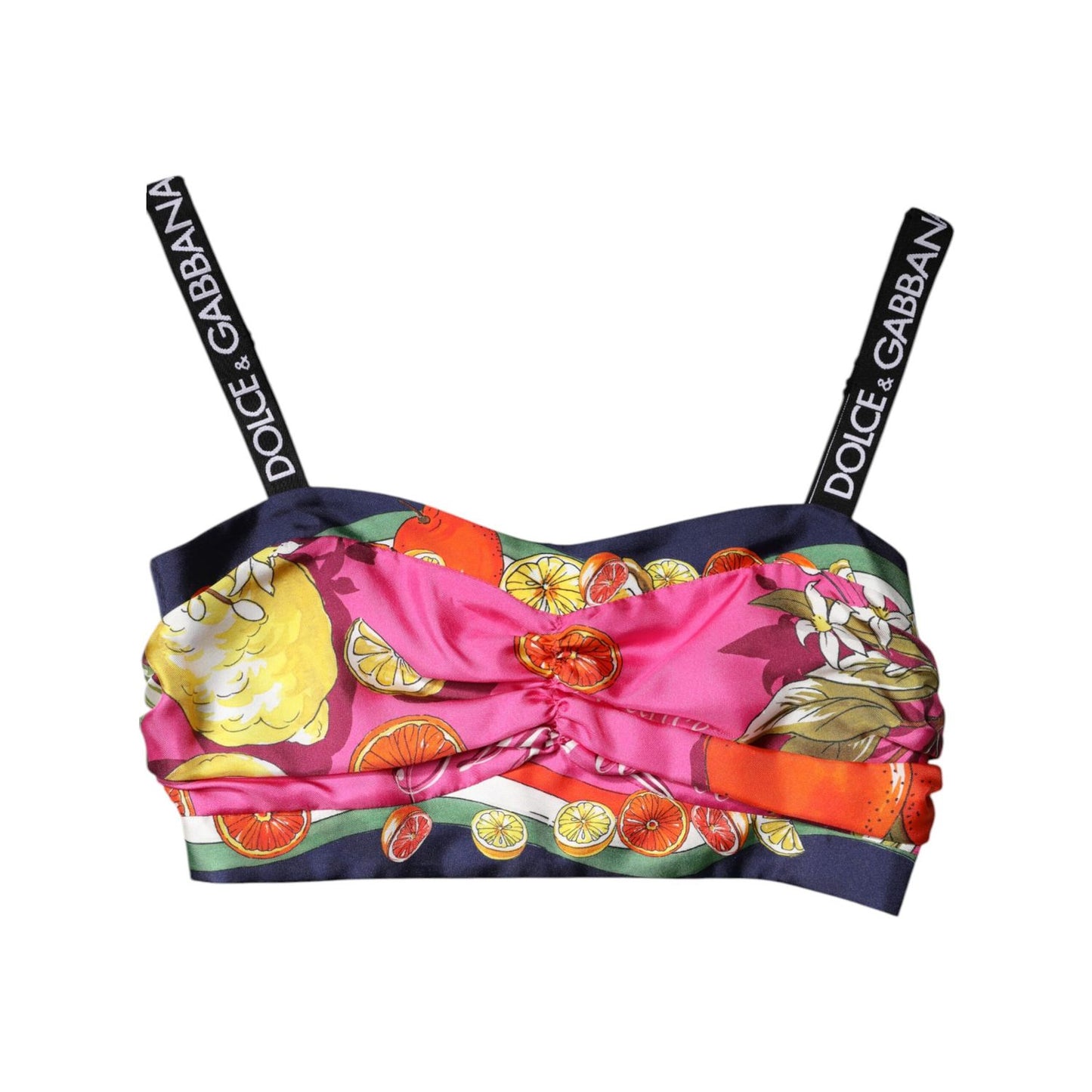 Dolce & Gabbana Multicolor Floral Sleeveless Bustier Cropped Top