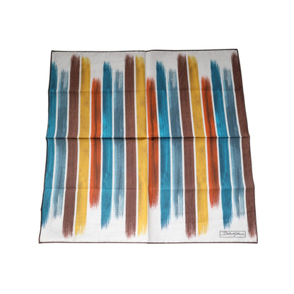Dolce & Gabbana Multicolor Stripes Cotton Square Foulard Scarf