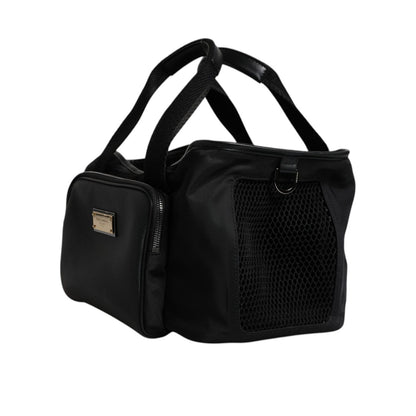 Dolce & Gabbana Black Shoulder Strap Pet Carry Logo Plaque Bag