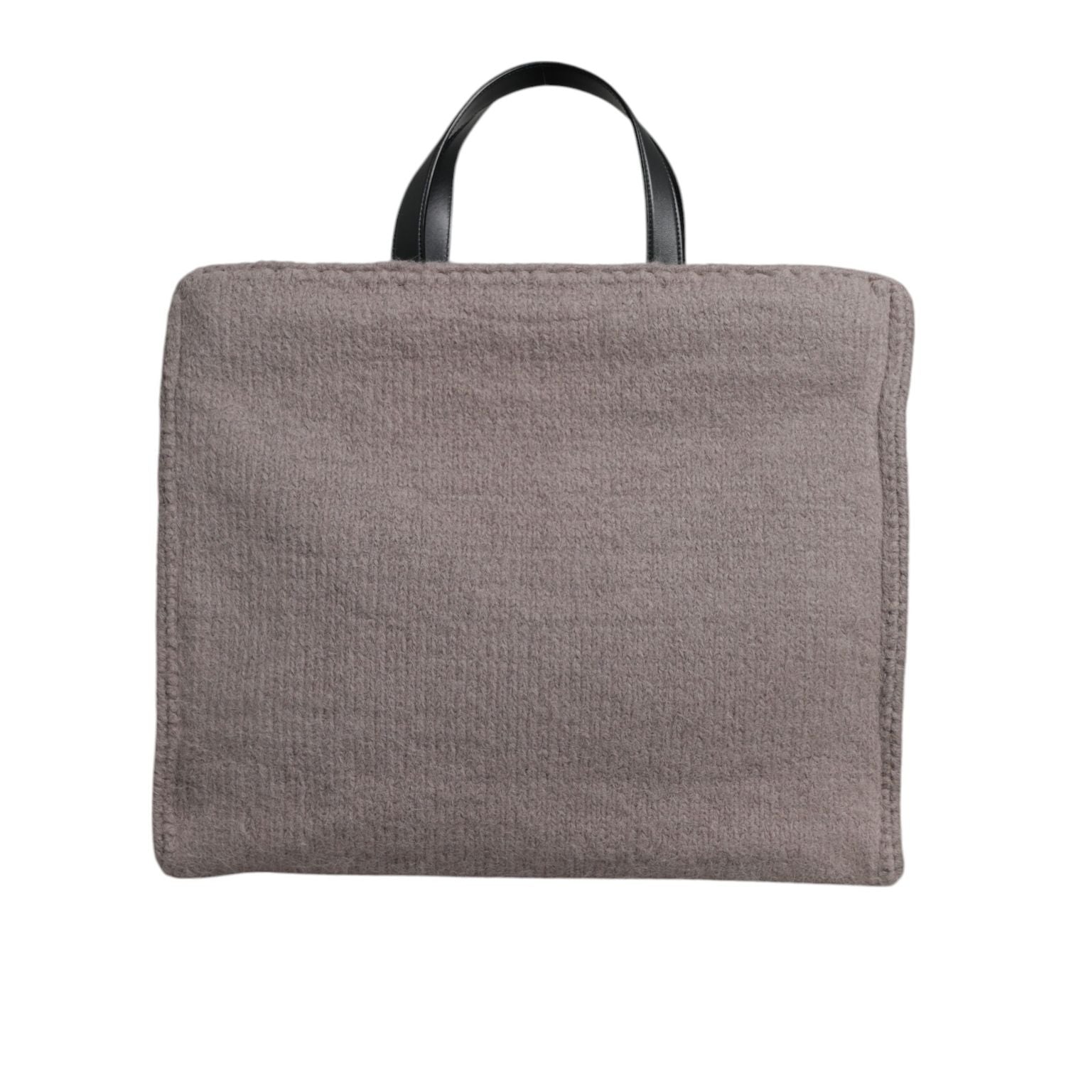 Dolce & Gabbana Grey Alpaca Wool Logo Plaque Tote Shoulder Bag