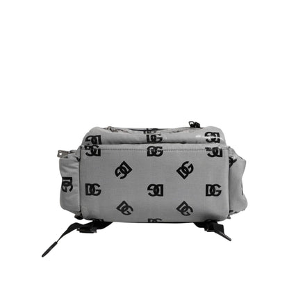 Dolce & Gabbana Polyester Gray Black DG Logo Plaque Backpack Bag