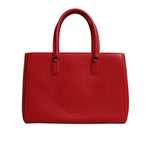Dolce & Gabbana Red Calfskin Leather Logo Plaque Top Handle Bag