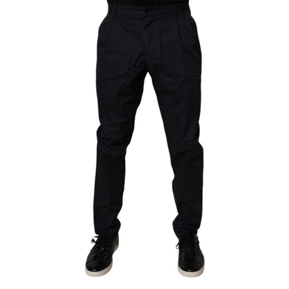 Dolce & Gabbana Dark Blue Cotton Tapered Formal Pants