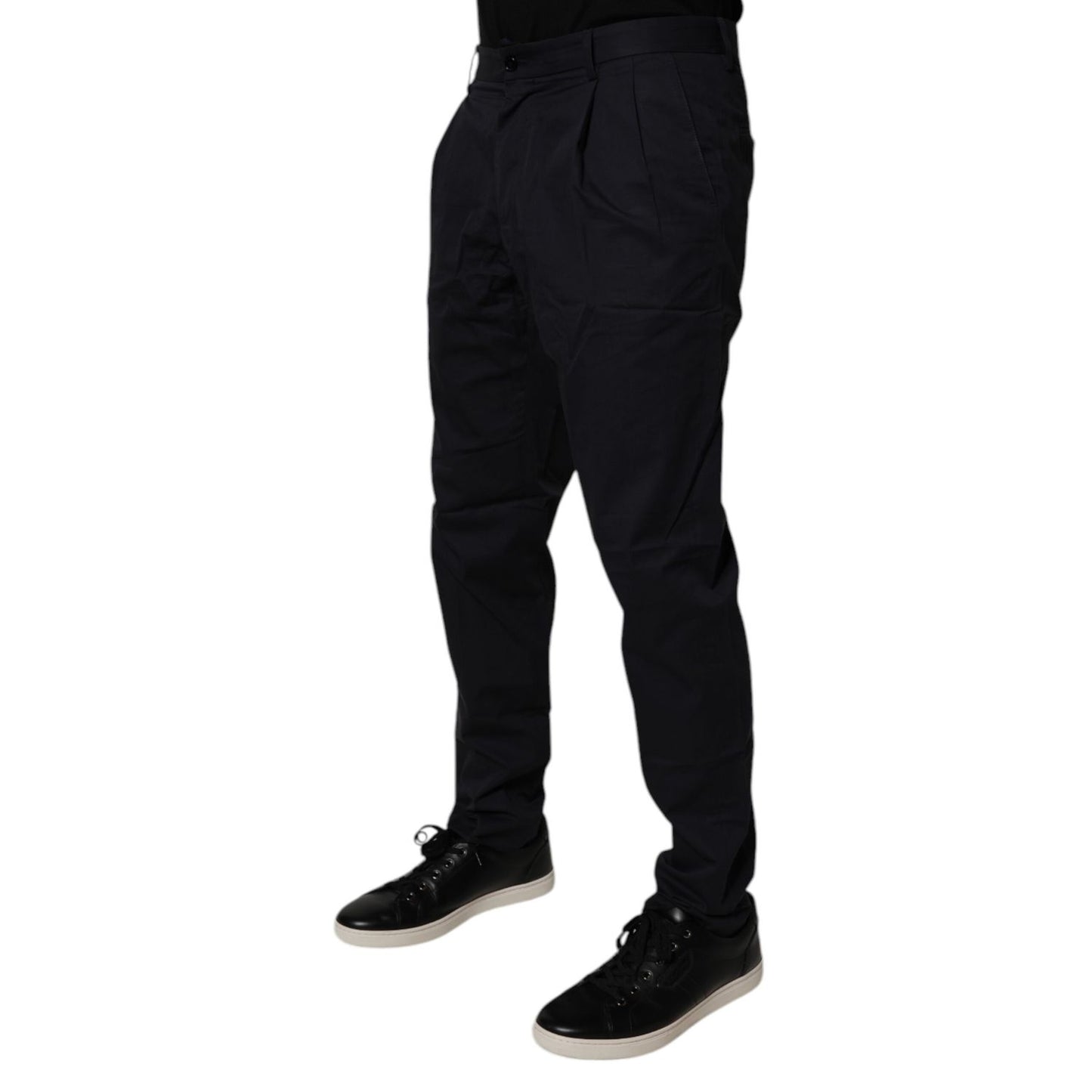 Dolce & Gabbana Dark Blue Cotton Tapered Formal Pants