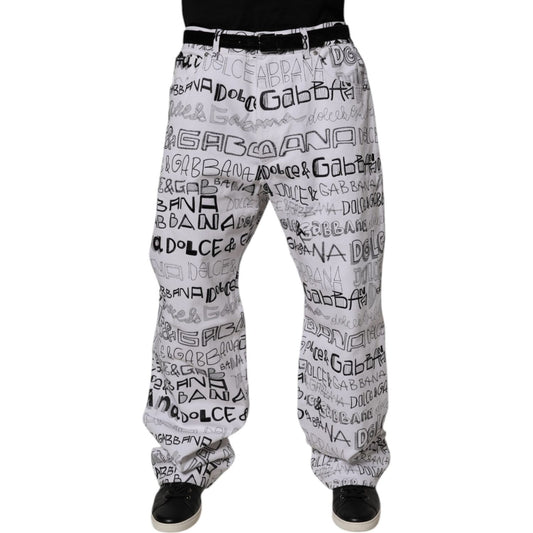 Dolce & Gabbana White Logo Print Straight Men Denim Jeans