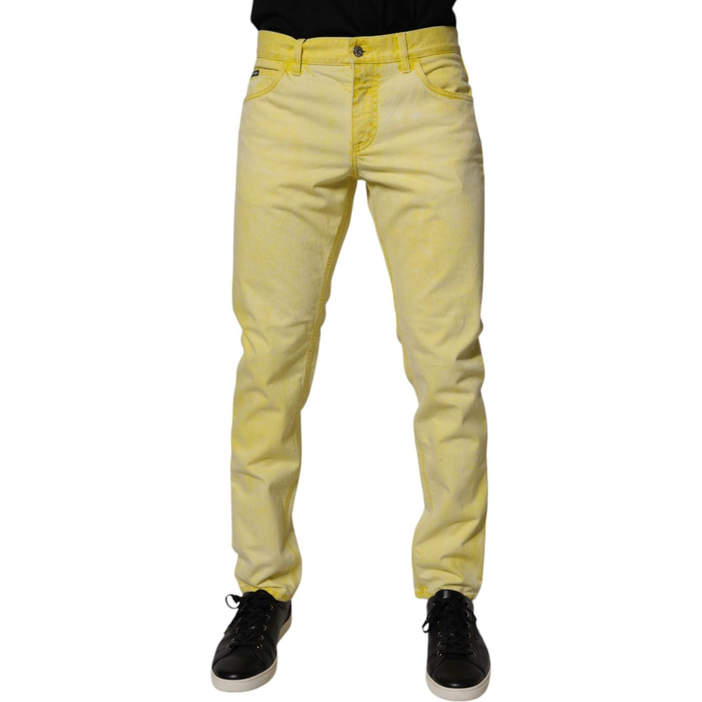 Dolce & Gabbana Yellow Cotton Stretch Skinny Men Denim Jeans PAN75143-48