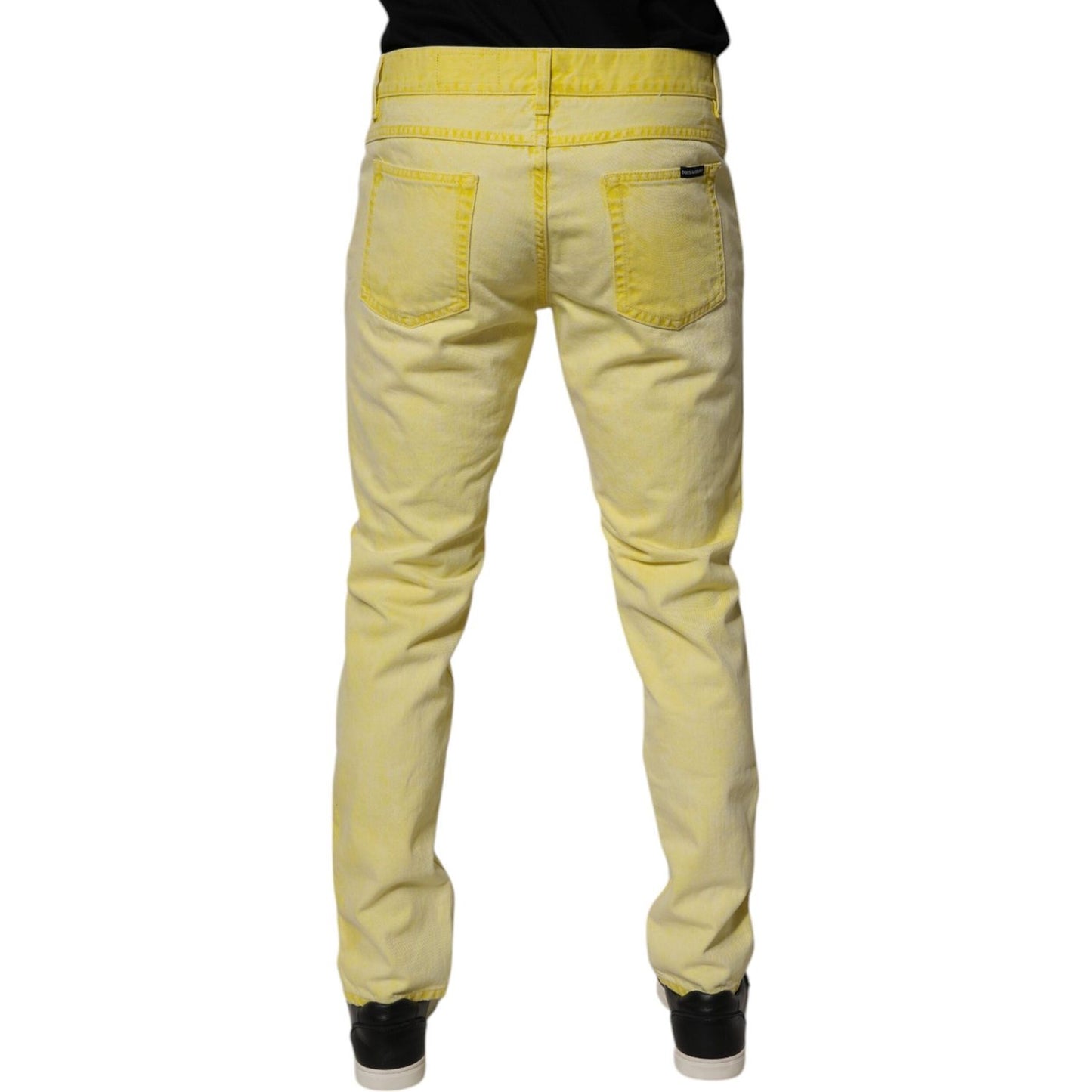 Dolce & Gabbana Yellow Cotton Stretch Skinny Men Denim Jeans PAN75143-48
