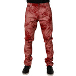 Dolce & Gabbana Red Tie Dye Cotton Skinny Men Denim Jeans