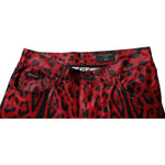 Dolce & Gabbana Red Leopard Cotton Slim Fit Denim Jeans