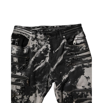 Dolce & Gabbana Black Tie Dye Cotton Skinny Zip Denim Jeans