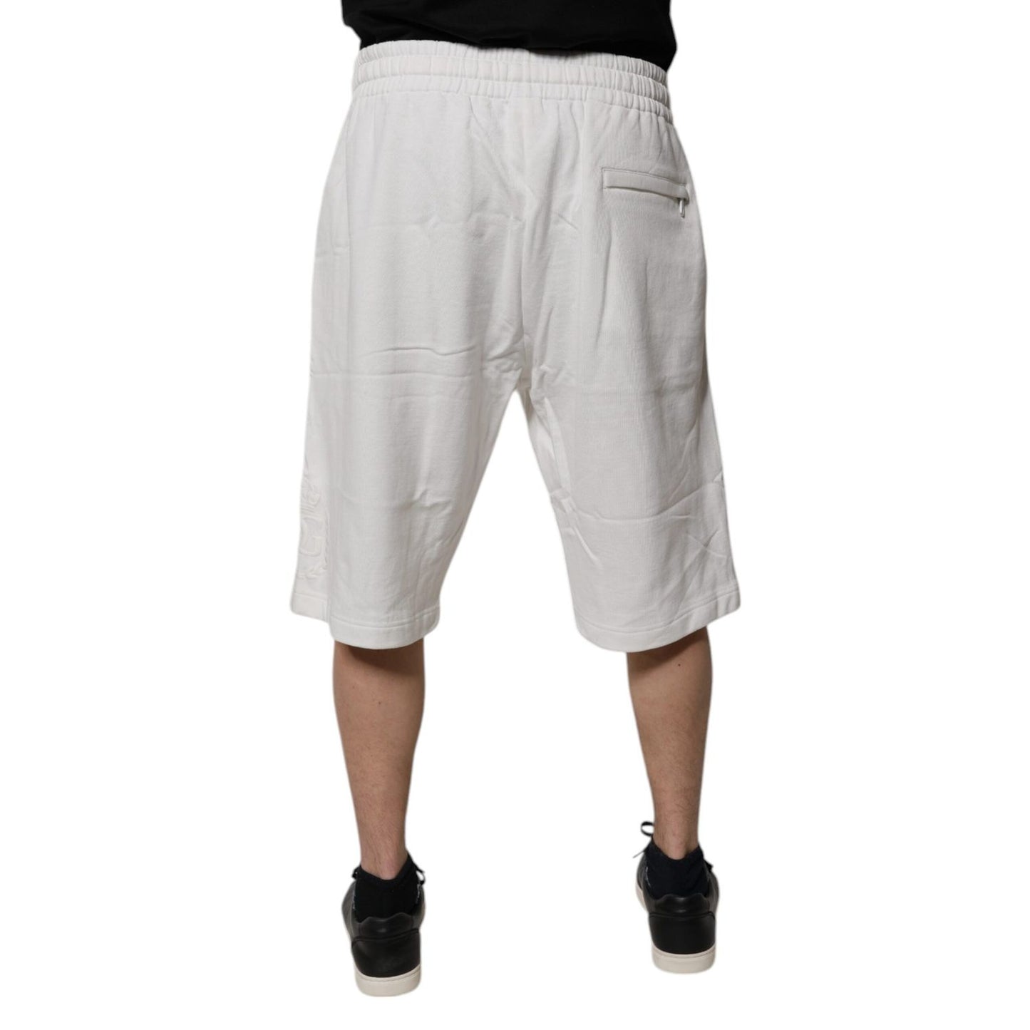 Dolce & Gabbana White Cotton Sweatshorts Men Bermuda Shorts