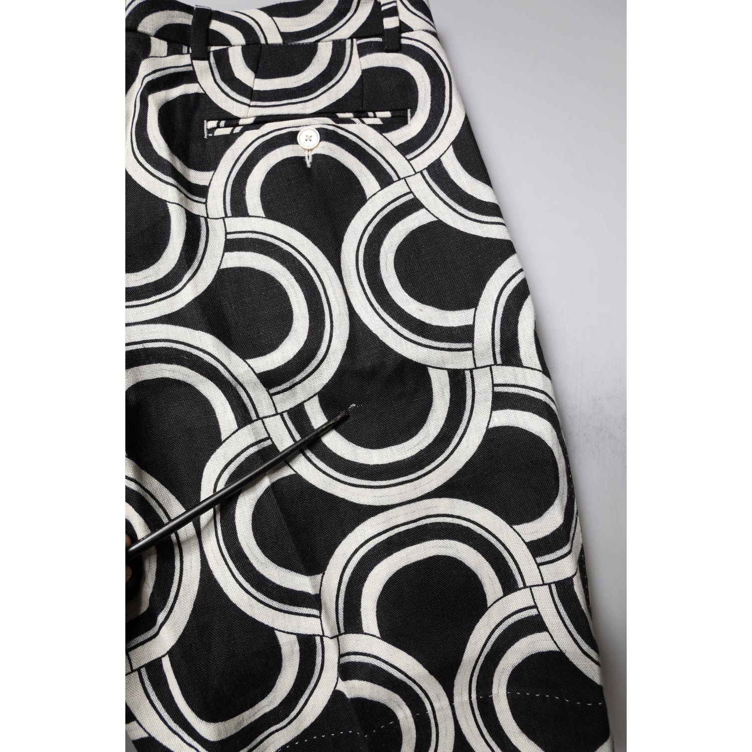 Dolce & Gabbana Black White Linen Bermuda Shorts