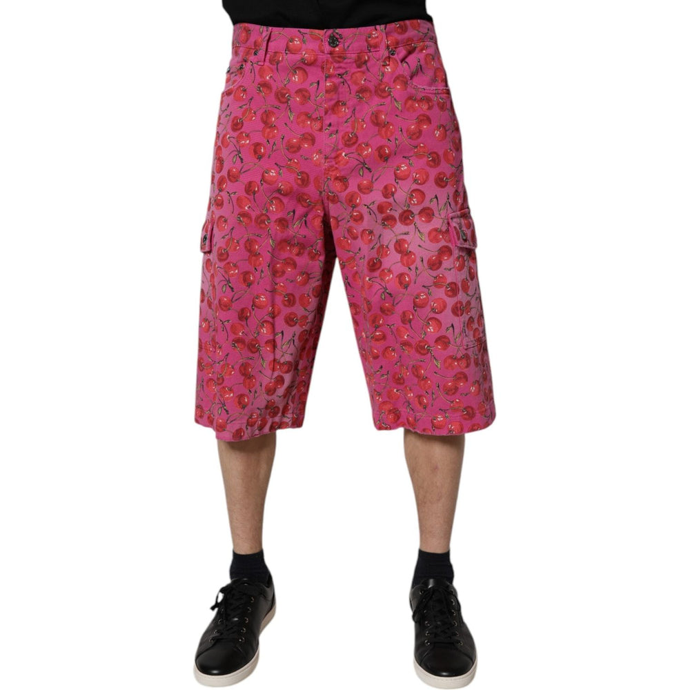 Dolce & Gabbana Pink Cherry Print Cargo Cotton Shorts PAN75742-48
