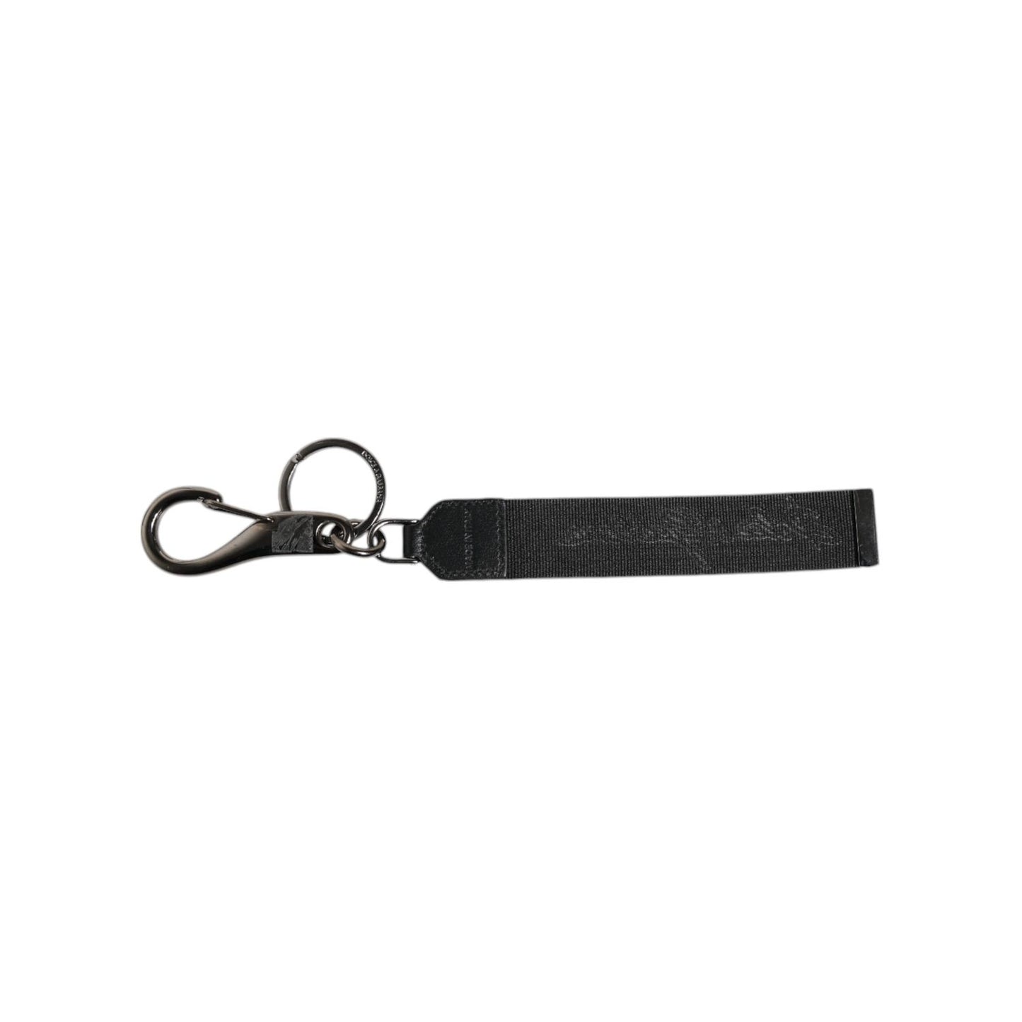 Dolce & Gabbana Black White DG Logo Silver Men Keychain Polyester Keyring