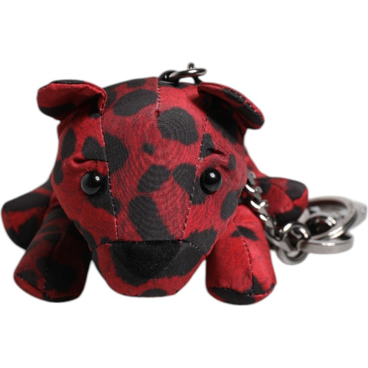 Dolce & Gabbana Red Black Polyester Animal Silhouette Keychain Keyring