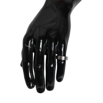 Dolce & Gabbana Silver Tone Brass Clear Crystal DG Logo Ring