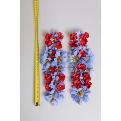 Dolce & Gabbana Gold Tone Brass Floral Crystal Clip On Dangling Earrings