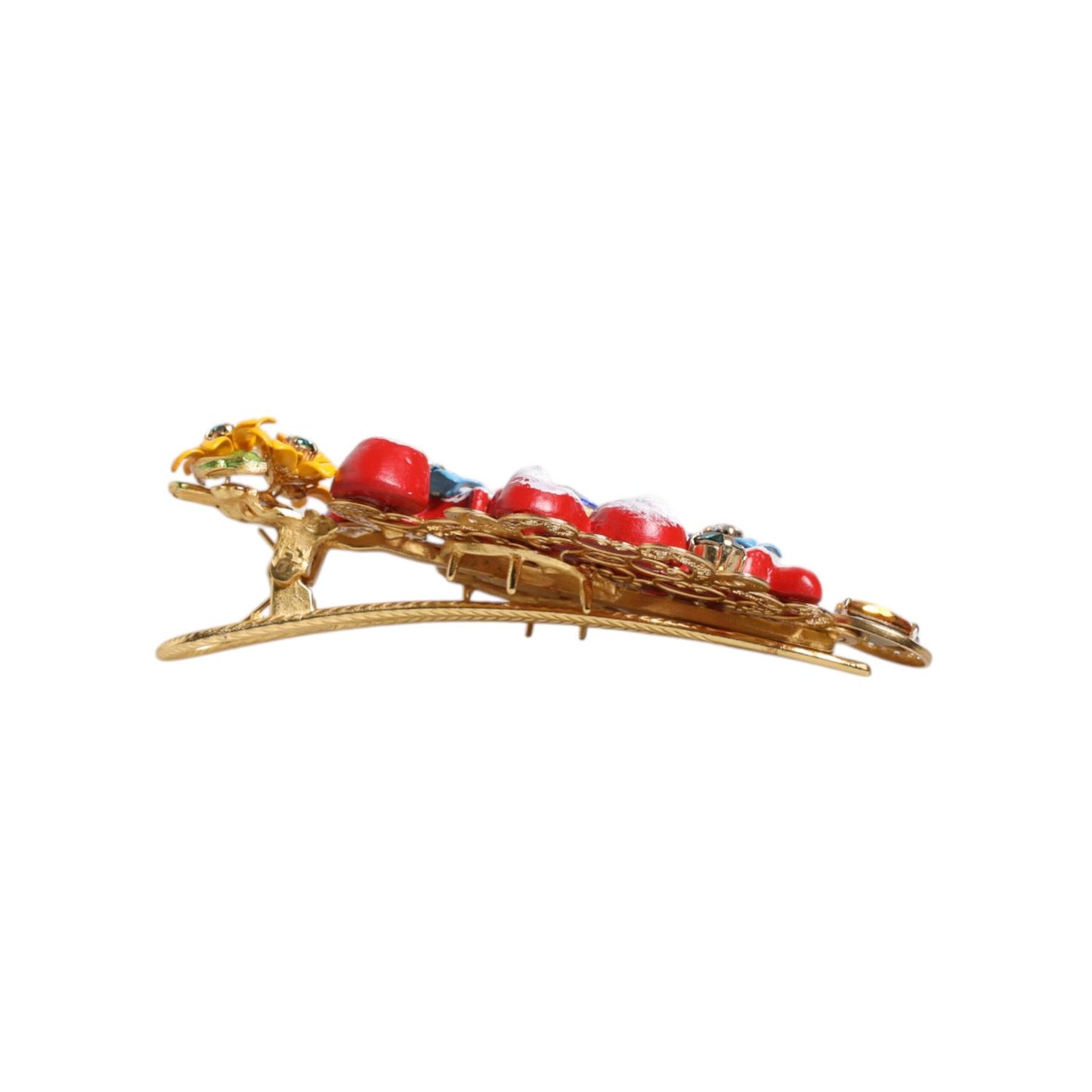 Dolce & Gabbana Multicolor Spring CARRETTO Gold Brass Crystal Hair Clip