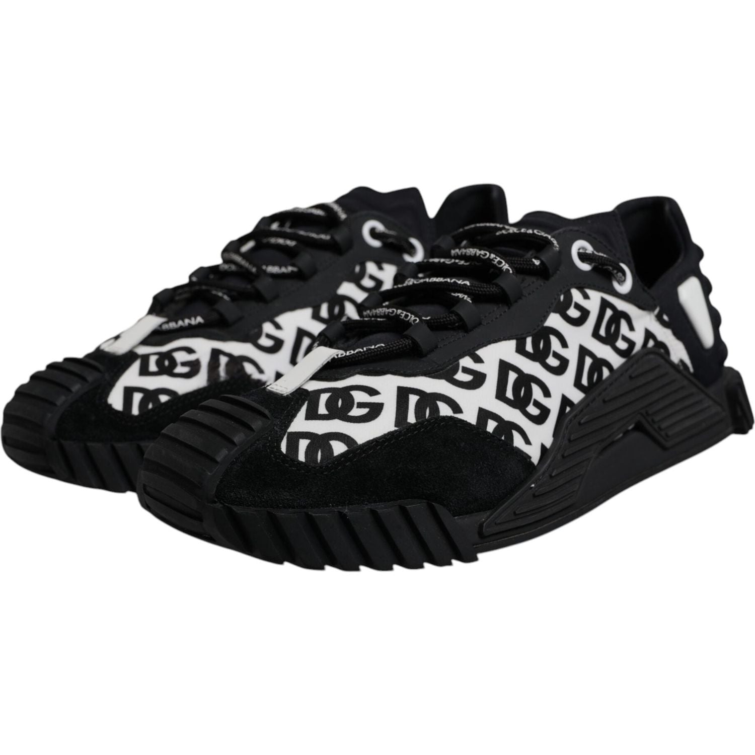 Dolce & Gabbana Black Logo Lace Up Low Top NS1 Sneakers Shoes