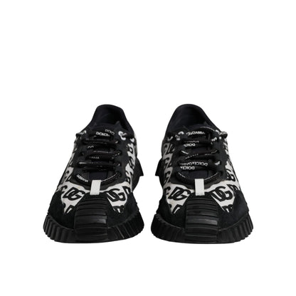 Dolce & Gabbana Black Logo Lace Up Low Top NS1 Sneakers Shoes