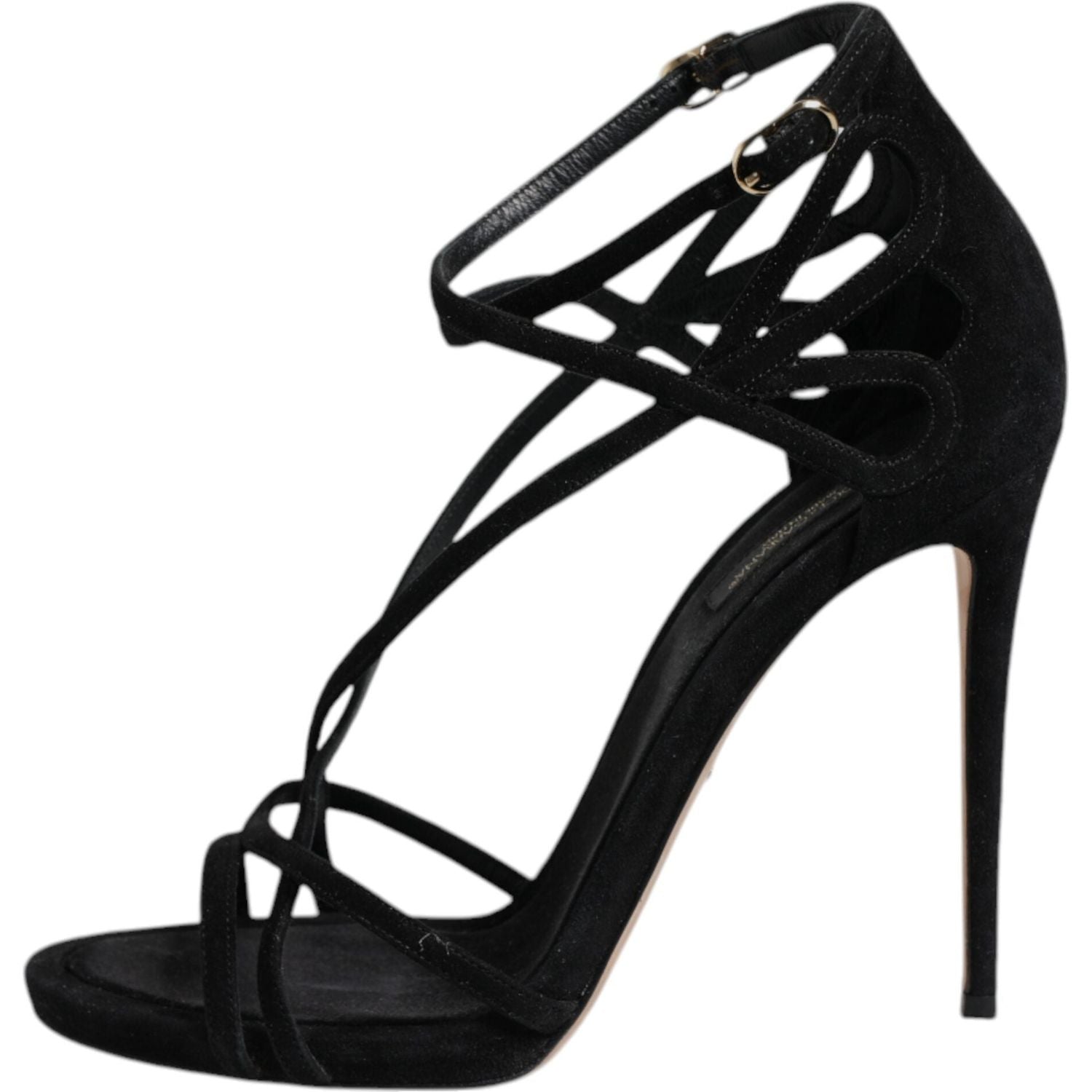 Dolce & Gabbana Black Leather Stiletto Heels Sandals Shoes