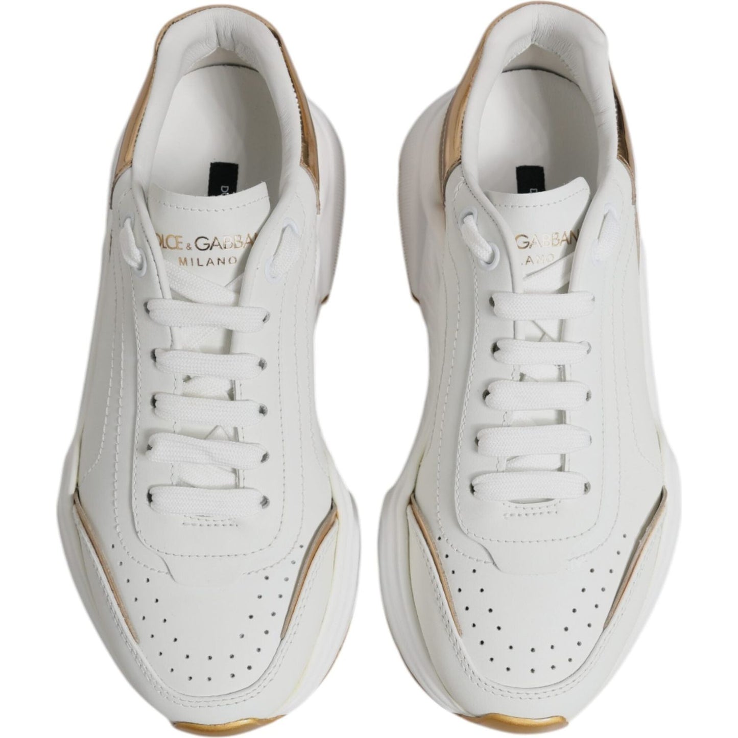 Dolce & Gabbana White Gold Daymaster Low Top Sneakers Shoes