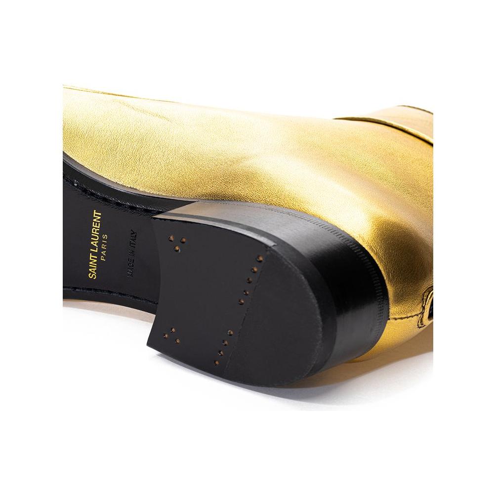 Saint Laurent Gold Leather Ankle Boots