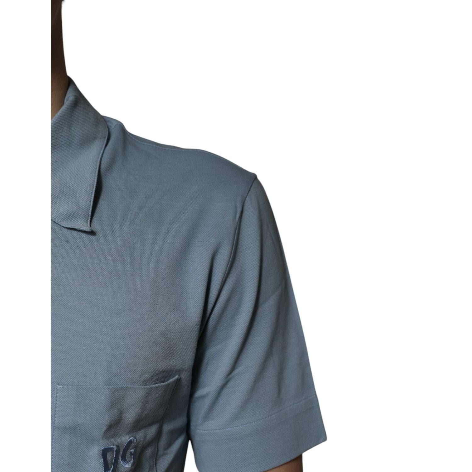 Dolce & Gabbana Blue Cotton Button Down Casual Men Polo Shirt