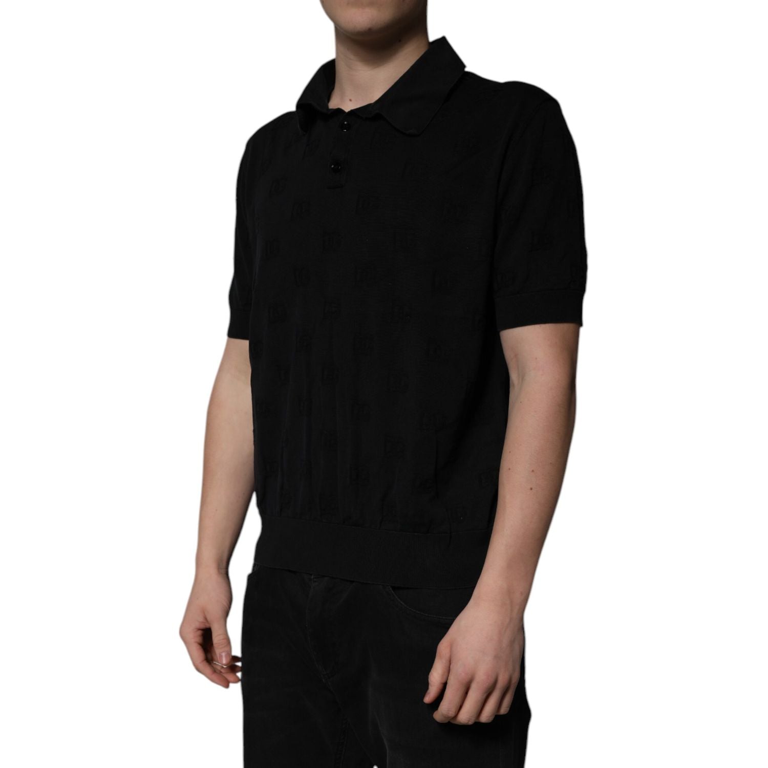 Dolce & Gabbana Black Silk Collared Polo T-shirt