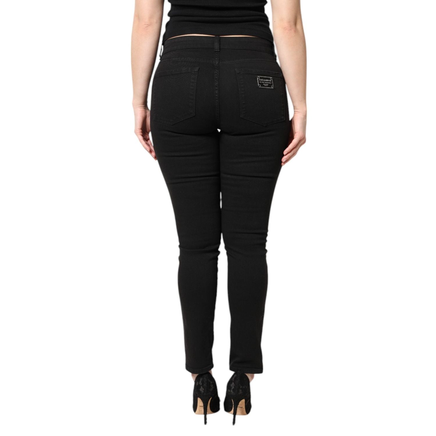 Dolce & Gabbana Black Cotton Mid Waisted Skinny Denim Jeans