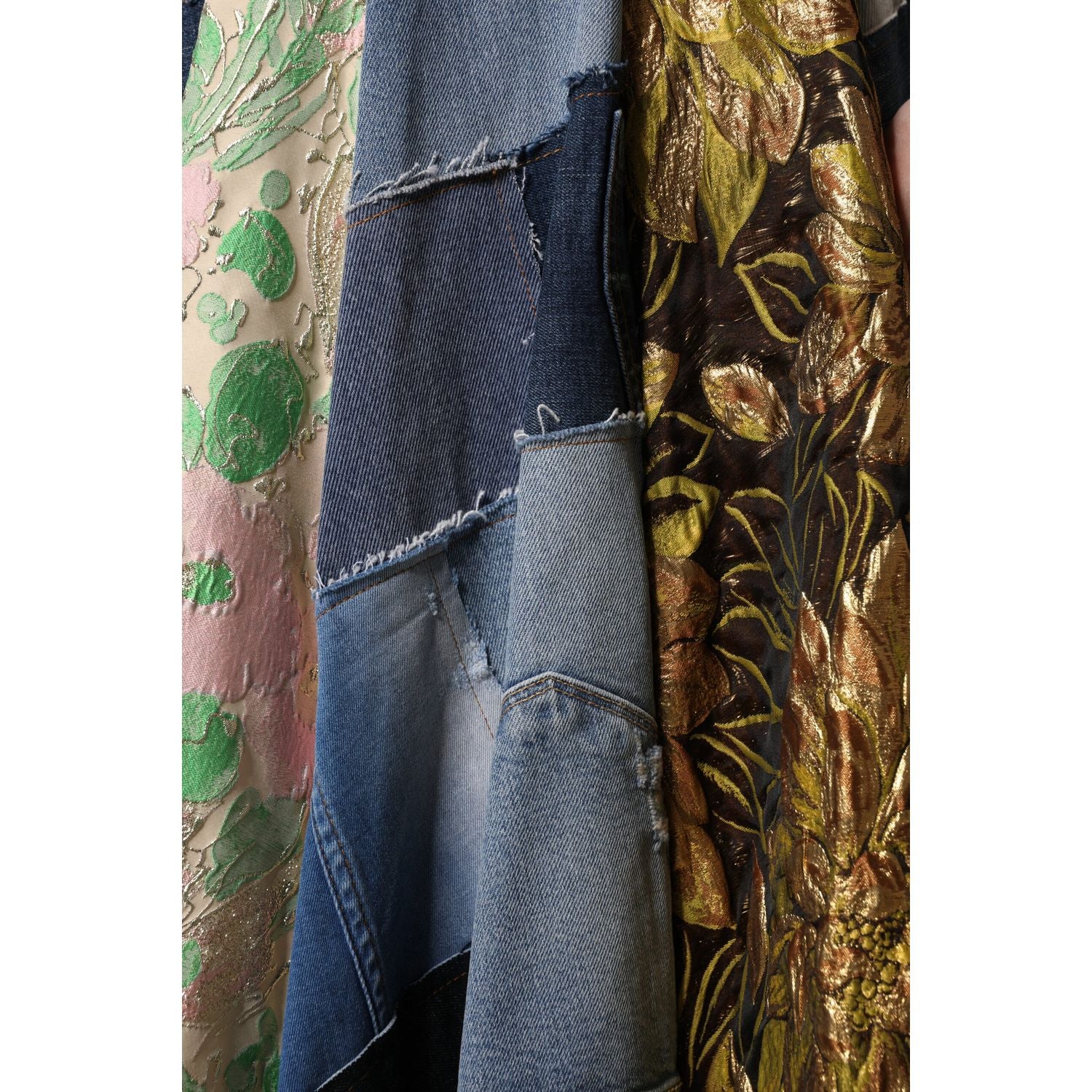 Dolce & Gabbana Multicolor Patchwork High Waisted Midi Skirt