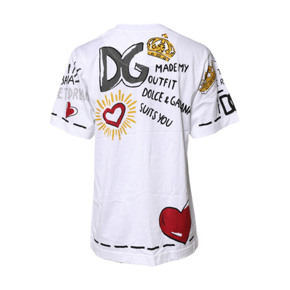 Dolce & Gabbana White Short-Sleeved Printed Jersey T-shirt