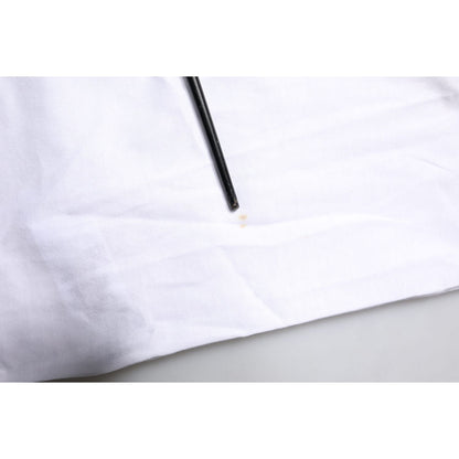 Dolce & Gabbana White Cotton Logo Print Round Neck T-shirt