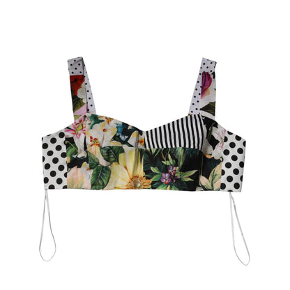 Dolce & Gabbana Multicolor Sweetheart Neck Patchwork Crop Top