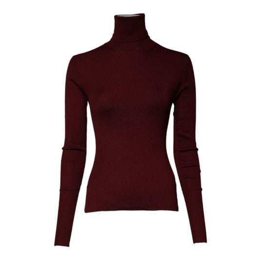 Dolce & Gabbana Burgundy Long Sleeves Turtleneck Slim Sweater