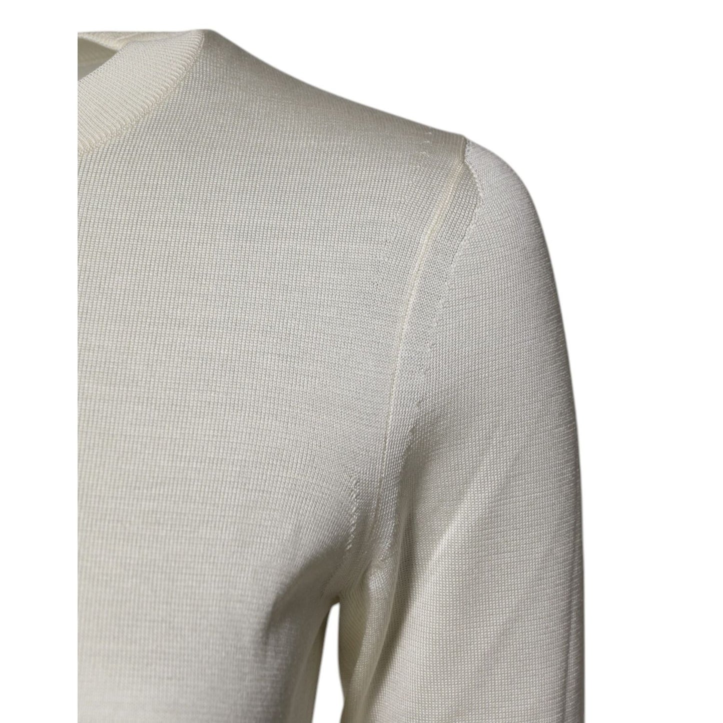 Dolce & Gabbana Cream Short Sleeve Silk Round Neck Blouse Top